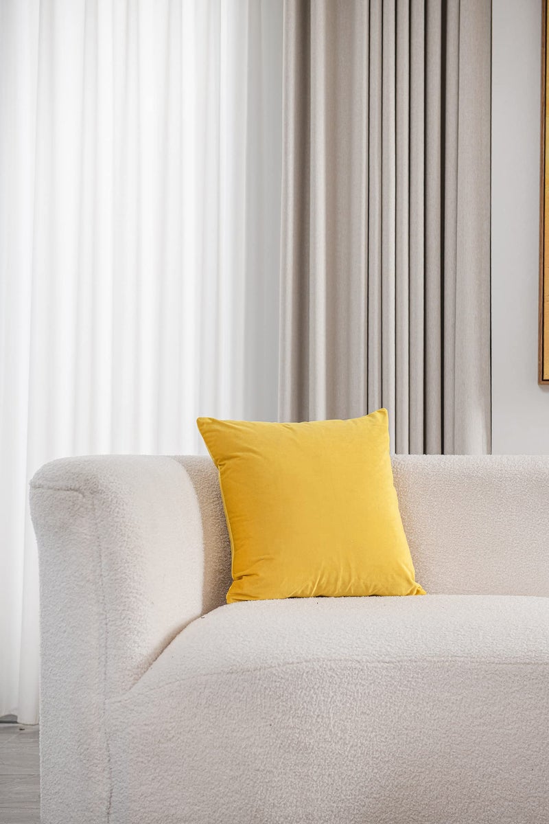 DEZENE Couch Pillow Covers 20x20 Yellow: 2 Pack Cozy Soft Velvet Square Throw Pillow Cases for Farmhouse Home Decor - Image 3
